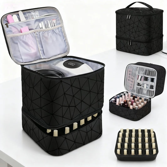 Double-Layer Nail Polish & Essential Oil Travel Organizer Bag Beauty Travel Organizer Peaceful Pleasures Health and Wellness