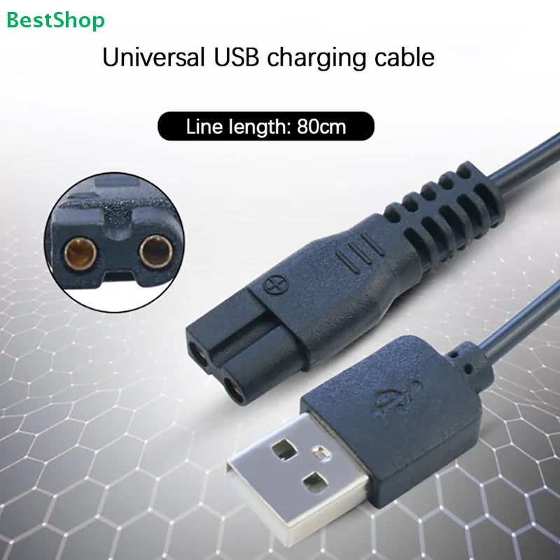 80cm USB 2-Pin Electric Shaver Charging Cable – Universal