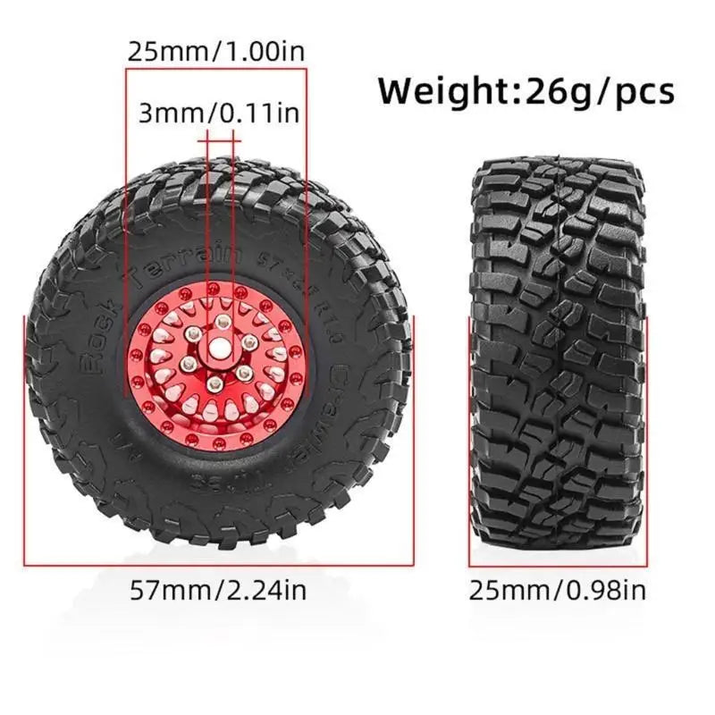 RC Rubber Wheel Tires 4pcs | 1/18 TRX4M & 1/24 SCX24 AX24