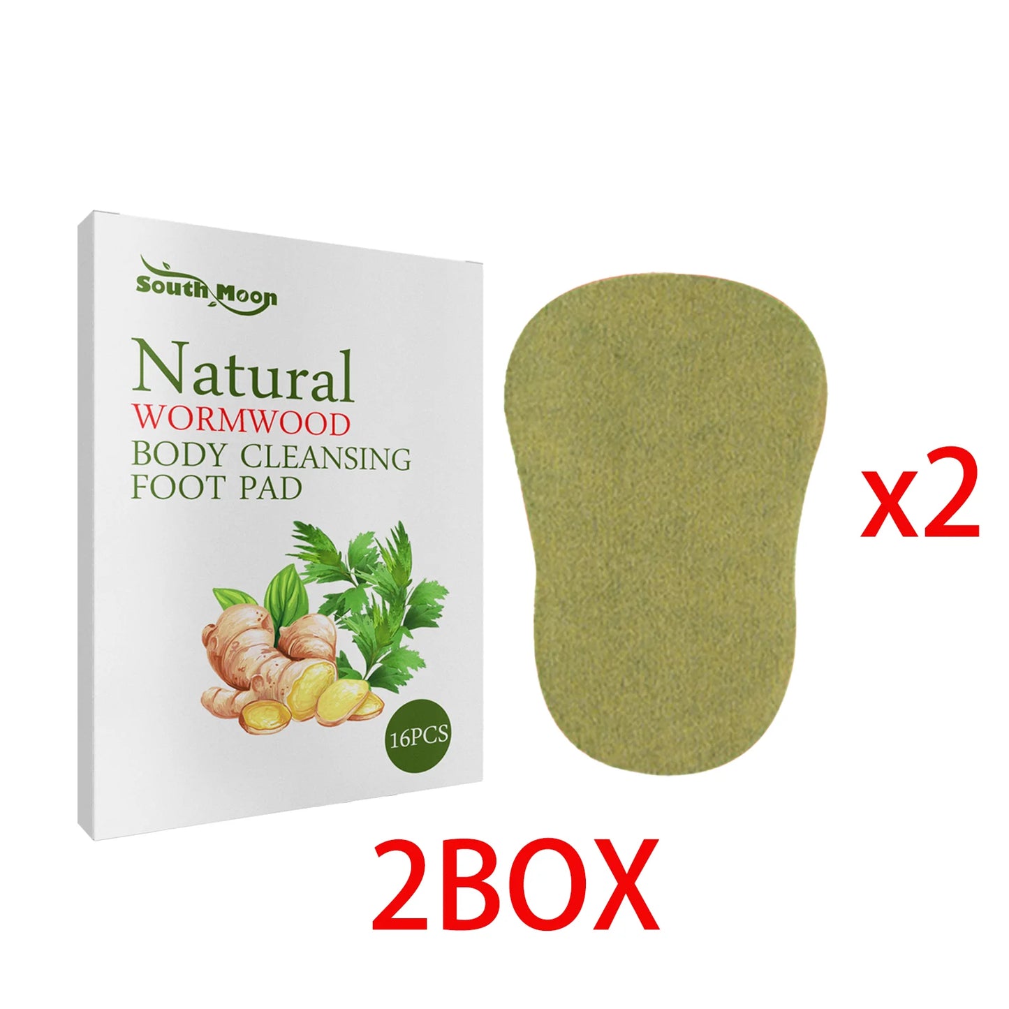 South Moon Wormwood Mugwort Herbal Foot Patches 16 Pcs