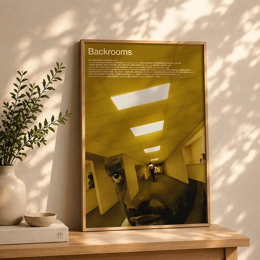 Backrooms Movie Poster HD Self-Adhesive Waterproof Wall Art Wall Art Poster Peaceful Pleasures Health and Wellness White1 21X30cmNoframe