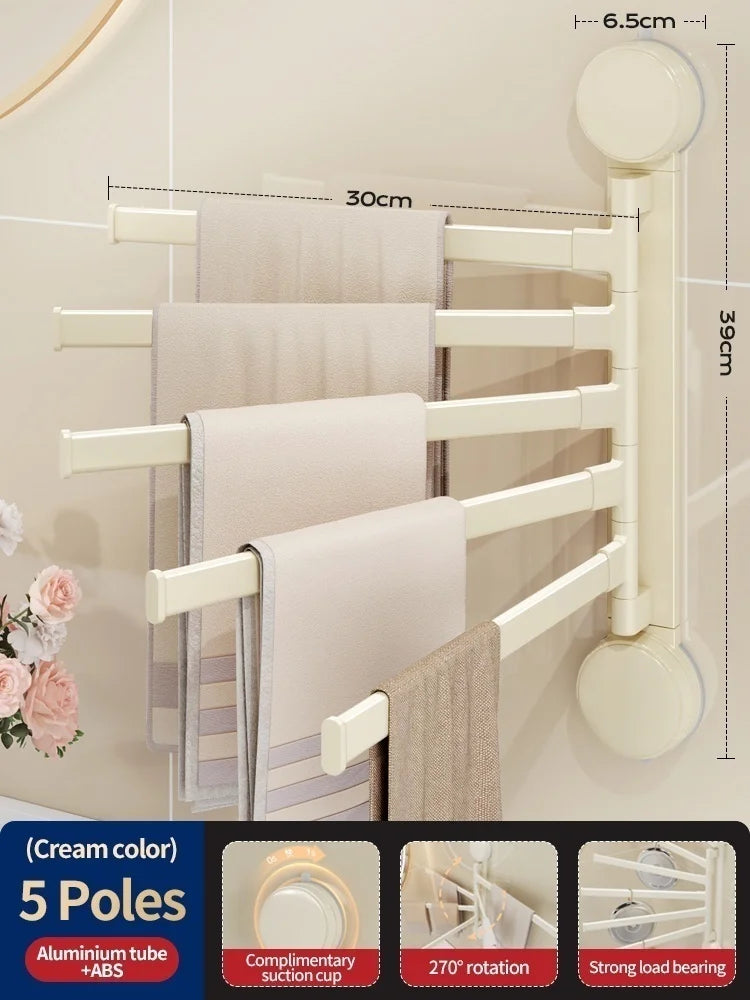 Drill-Free Suction Cup Rotating Double Towel Bar Rack