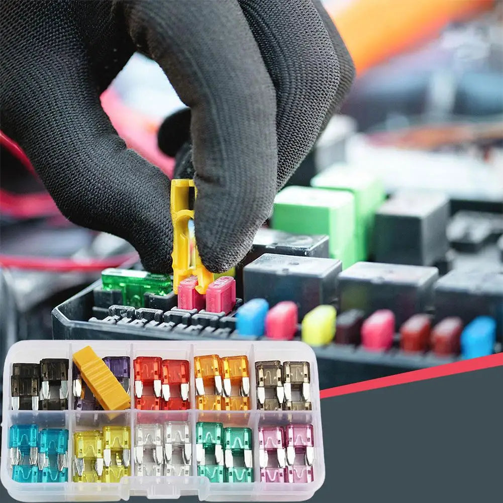 Car Fuse Blade Set Zinc Aluminum Automotive Fuse Assortment Mini Small Medium Size Fuse Box Kit for Vehicle Peaceful Pleasures Health and Wellness