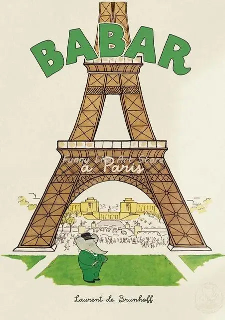 Vintage Babar Elephant Canvas Wall Art | Kids Nursery Poster