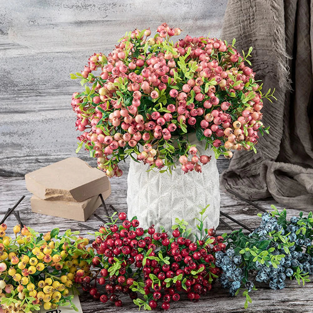 1X Artificial Pomegranate Long Branch Vibrant Berry Flowers Weddings