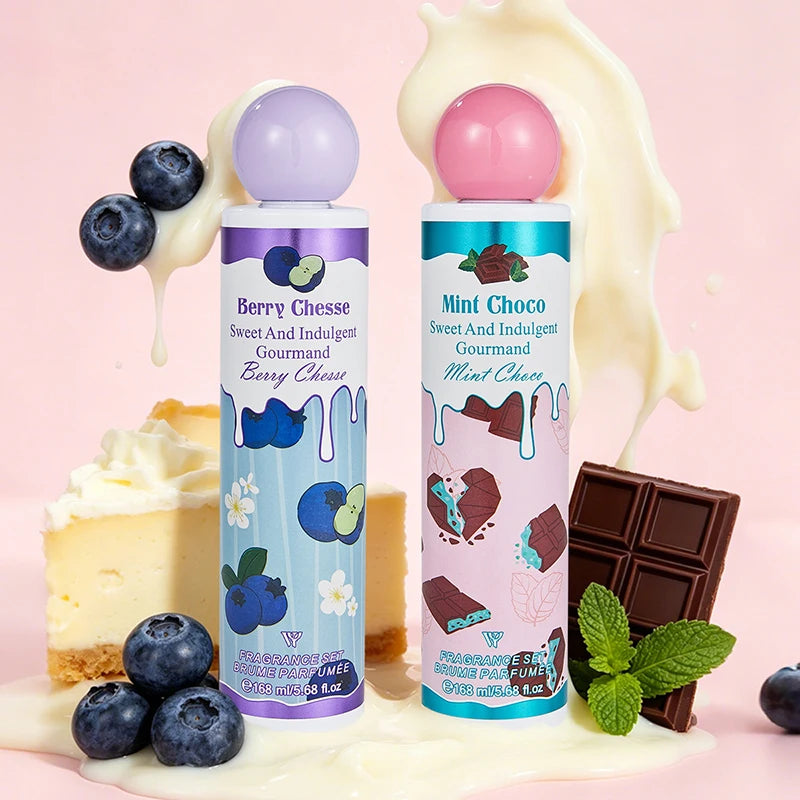 Gourmet Body Mist 168ml Sweet Berry Cheese Mint Chocolate Scents Long-lasting Fragrance Spray Refreshing Women Daily Use Perfume Peaceful Pleasures Health and Wellness
