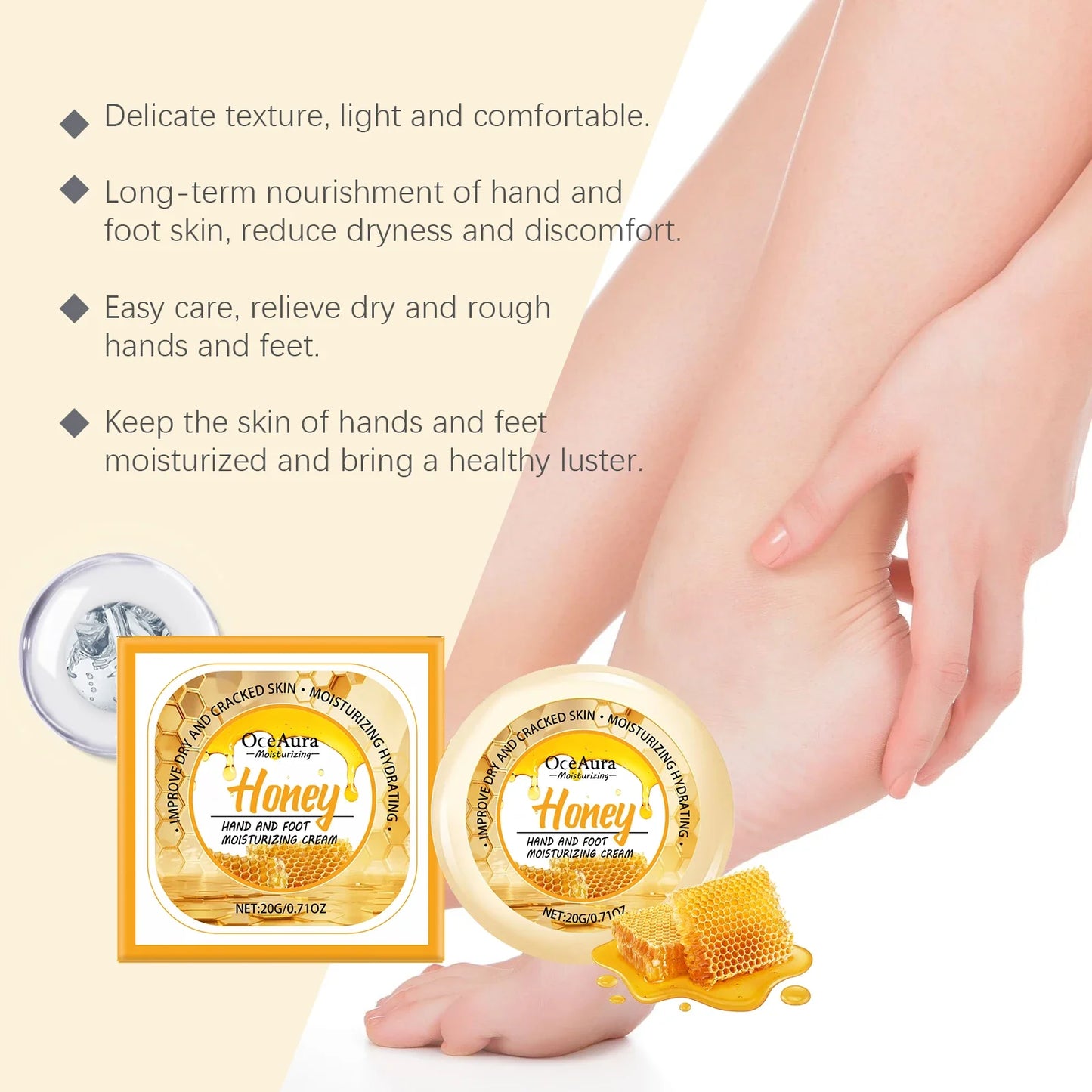 OceAura Honey Hand & Foot Cream – Moisturizing, 20g