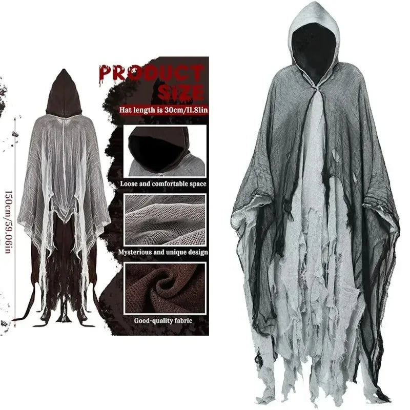 Halloween Hooded Cloak Cape | Ghost Zombie Cosplay Costume