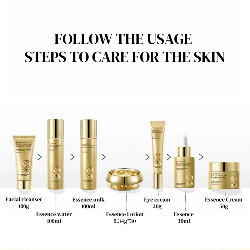 Placenta Essence 7-Piece Skincare Set – Hydrating & Nourishing