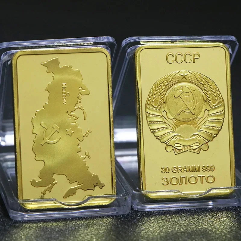 500 Euro Gold Banknote Bar Gold Plated Metal Bars Souvenir Gifts Soviet Commemorative Imitation Gold Bullion Peaceful Pleasures Health and Wellness CCCP Print