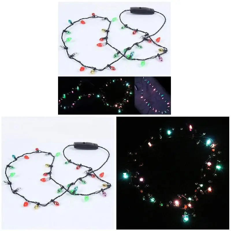 1 Pcs Mini Flashing Light-up Blinking Christmas Lights Costume Necklace 8 LED Bulbs Peaceful Pleasures Health and Wellness