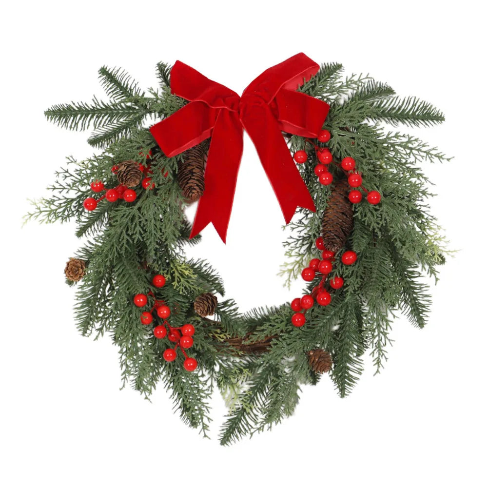 Christmas Wreath Indoor Outdoor – Red Bow & Berry Holiday Décor
