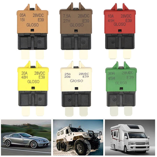 1/2PCS Circuit Breaker Blade Fuse 12V 24V Resettable 5-30A Marine RVs Automatic Reset Thermal Circuit Breaker Car Blade Fuse Box Peaceful Pleasures Health and Wellness