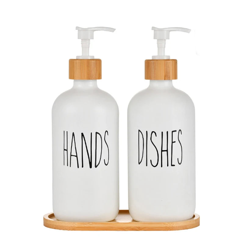 Soap Dispenser Set, Contains Hand and Dish Soap Dispenser, Suitable for Kitchen Decor, Suitable for Kitchen Decor Peaceful Pleasures Health and Wellness White and White
