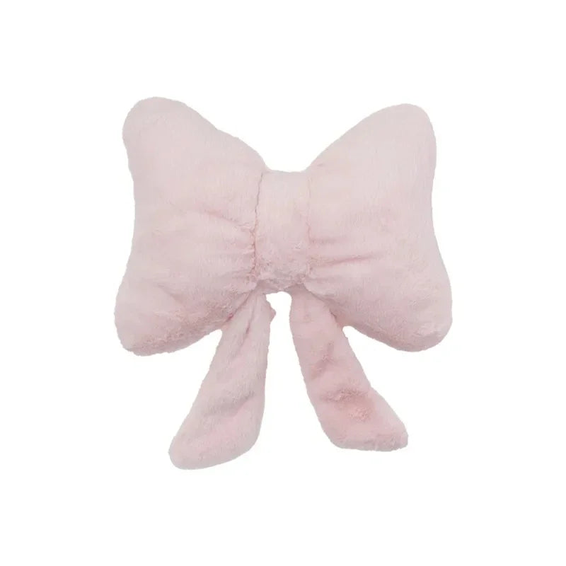 Pink Bow Faux Rabbit Fur Throw Pillow | Decorative Cushion Decorative Throw Pillow Peaceful Pleasures Health and Wellness