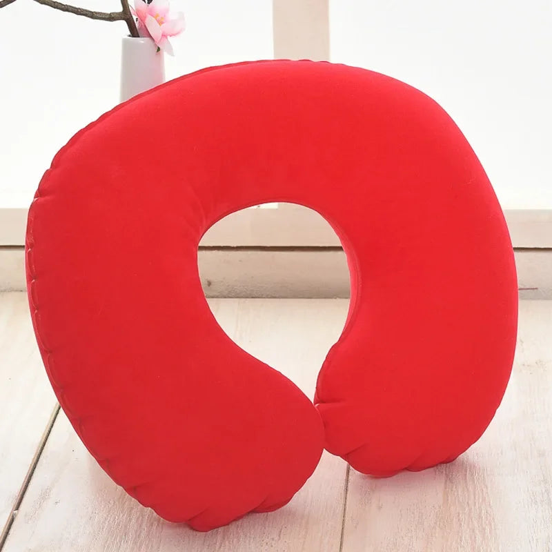 Inflatable C-Shaped Travel Neck Pillow | Portable PVC Cushion