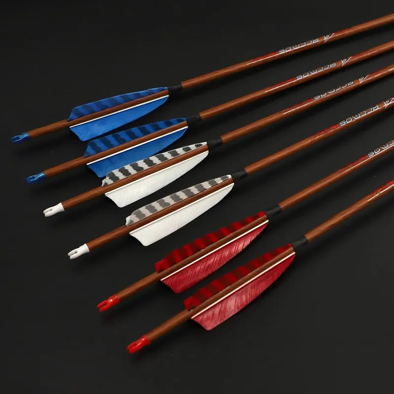 6 Wood Skin Pure Carbon Arrows Spine 350 400 450 500 550 600 700