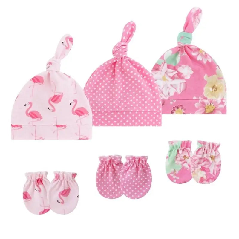 Baby Cotton Hat & Mittens Set (3 Sets) | Newborn 0-3 Months