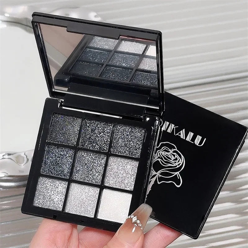 Punk Smoky 9-Color Eyeshadow Palette | Black Gray Glitter