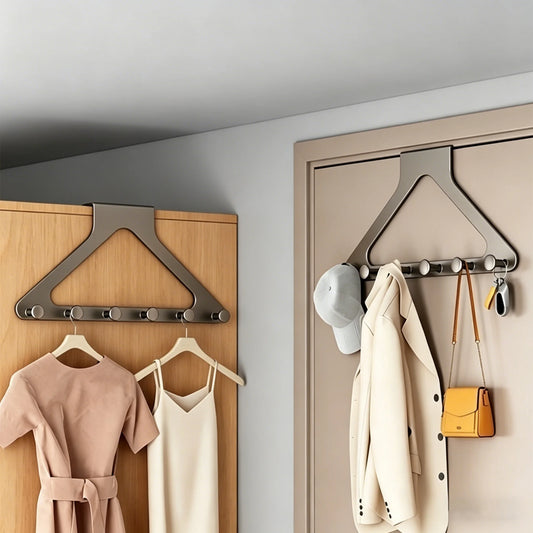 Z-Shape Metal Door Hook Organizer | 6-Hook Cabinet Hanger Door Hook Organizer Peaceful Pleasures Health and Wellness
