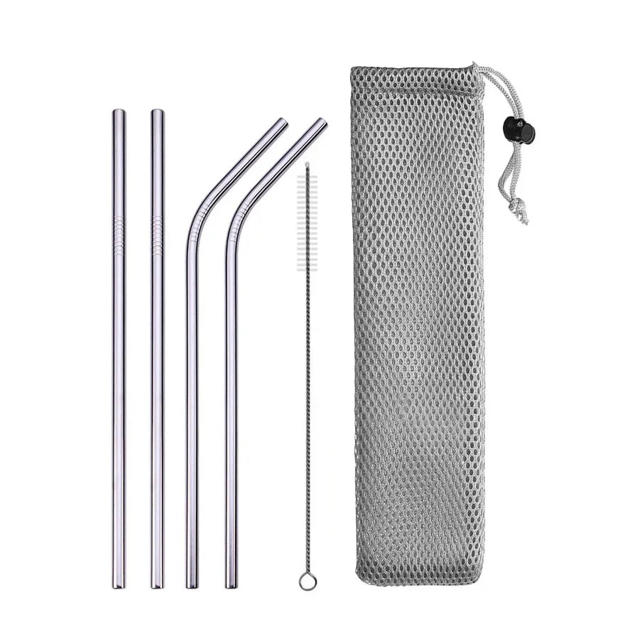 Reusable 304 Stainless Steel Drinking Straws | Straight & Bent
