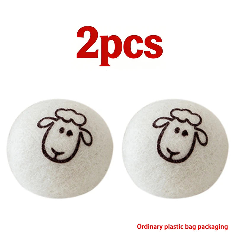 2/6Pcs XL size Reusable Wool Dryer Balls Clothes Softener Laundry Fleece Dryer Ball Kit Home Clothes Dryer Washing Machine Peaceful Pleasures Health and Wellness 2pcs Lamb pattern