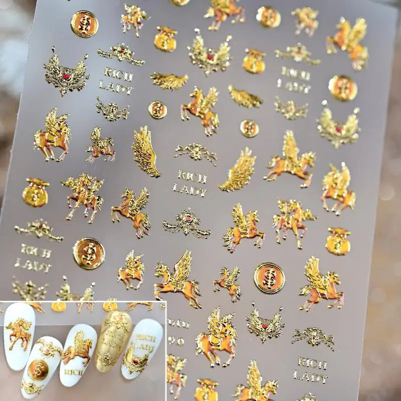 Light Luxury Dreamy Pony Nail Art Stickers Cartoon Year Of The Horse Nail Art Decals New Year DIY Nail Art Decoration Peaceful Pleasures Health and Wellness A1
