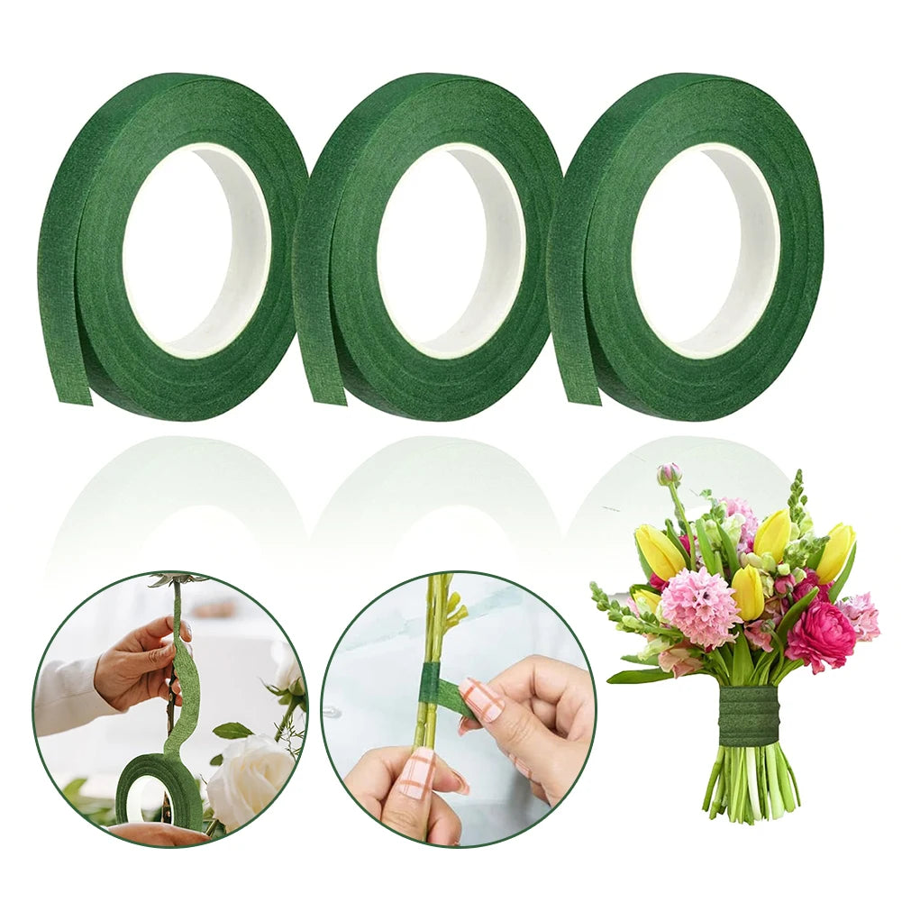 Wide Floral Tapes For Bouquet Dark Green Bouquet Stem Wrap Tape For Florist Waterproof Boutineer Tape For Flower Stem Wrap Craft Peaceful Pleasures Health and Wellness