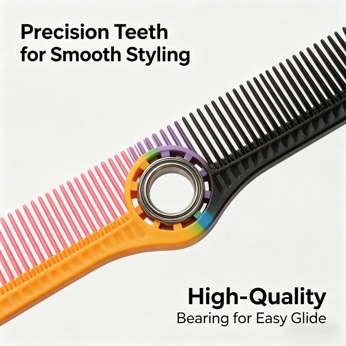 Colorful Plastic Hair Cutting Comb Set, Professional Detangling Comb With Metal Ring For Salon Barber Hair Styling Tools Peaceful Pleasures Health and Wellness