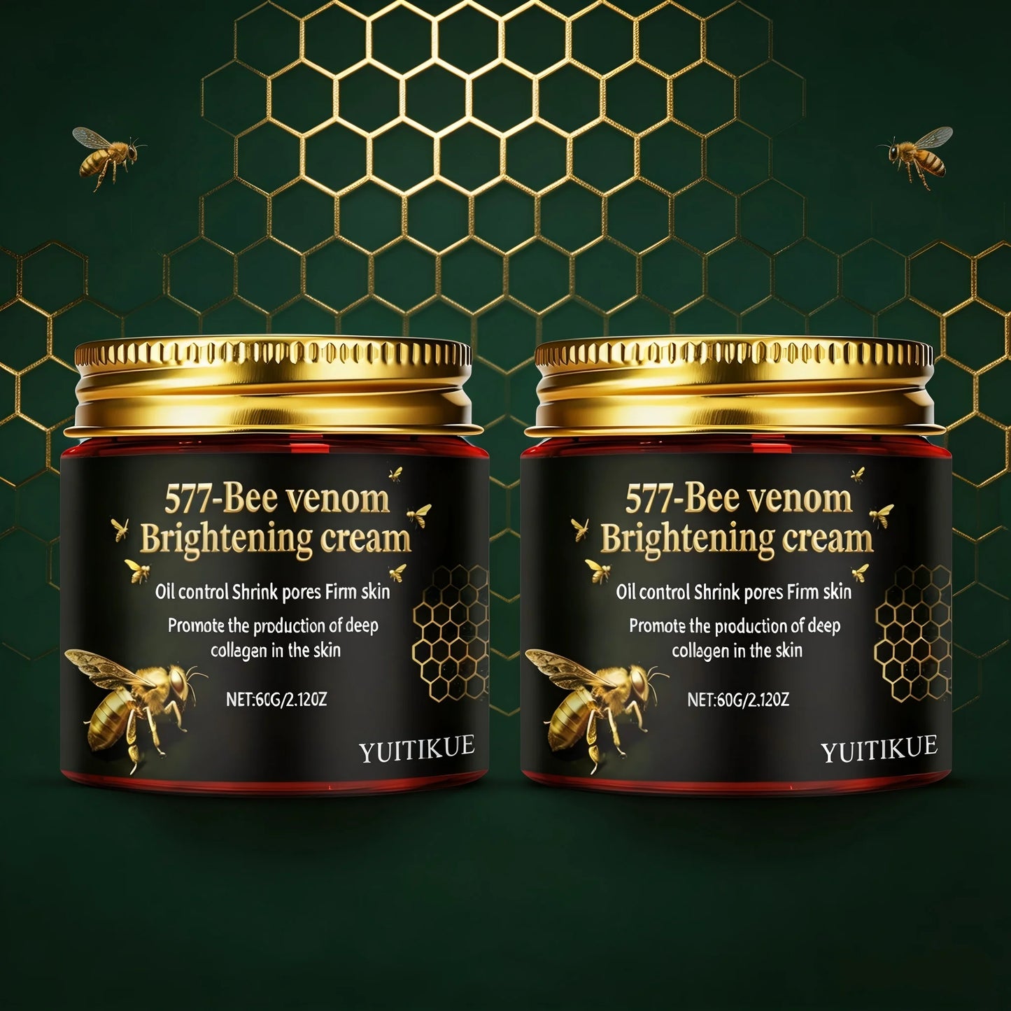 YUITIKUE 577 Bee Venom Brightening Cream 60g Oil Control, Pore Shrinking & Firming for Collagen Boost & Glowing Skin Peaceful Pleasures Health and Wellness 2pc