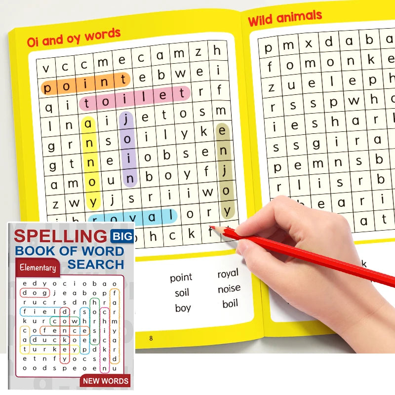 32 Pages Word Search Puzzle Book Spelling Big Advanced Elementary