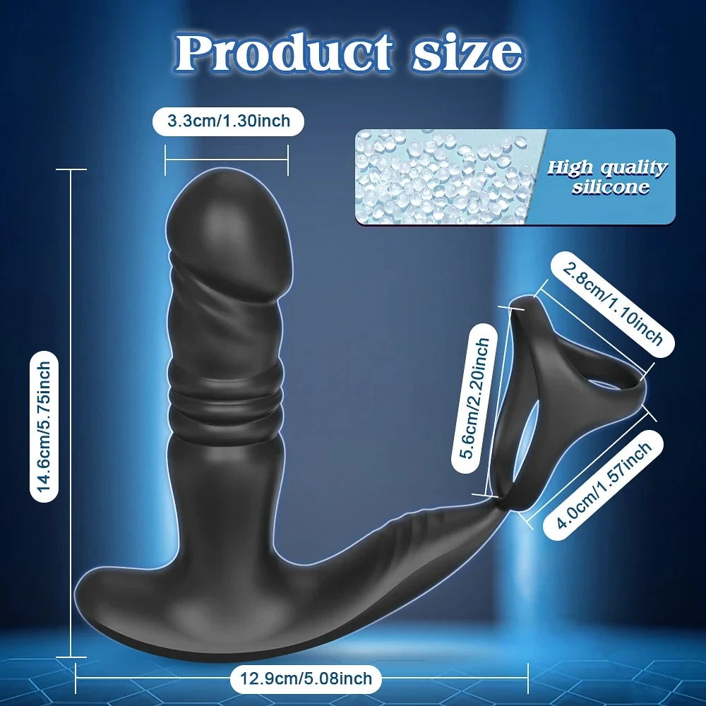 Male Thrusting Prostate Massager APP Control Vibrator for Men Delayed Ejaculation Cork Ring Butt Plug Sex Toy for Adult Peaceful Pleasures Health and Wellness