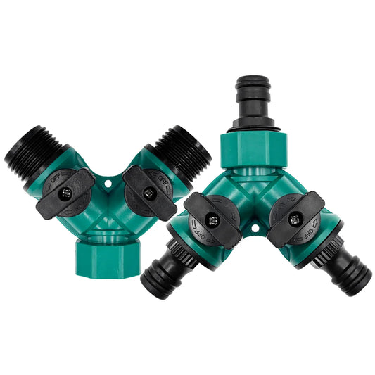 2 Way Garden Hose Splitter Garden Hose Connector with Faucet Watering Shut Off for Landscaping Flower Planting Irrigation Peaceful Pleasures Health and Wellness