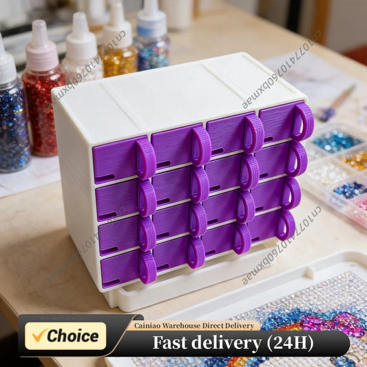 16 Grid Diamond Painting Storage Containers with Trays Drills Storage & Line-Up Tool Drilling Disc Rack Diamond Art Accessories Peaceful Pleasures Health and Wellness