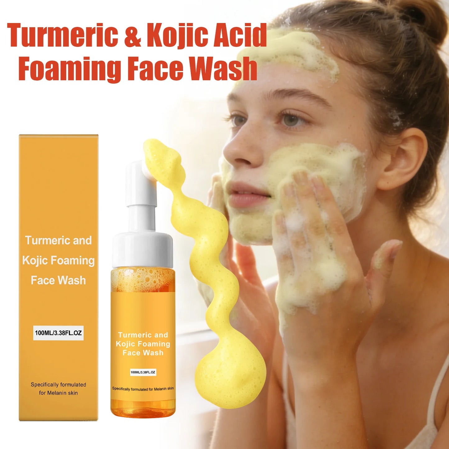 Turmeric & Kojic Acid Foaming Face Wash – Brightening Cleanser