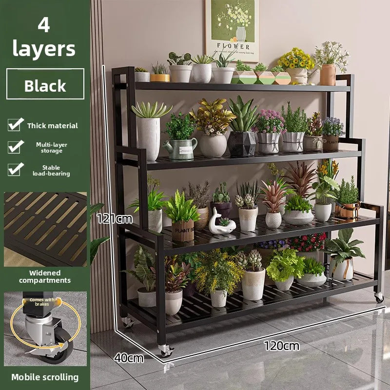 Wrought Iron Multi-Layer Plant Stand | Floor Flower Rack