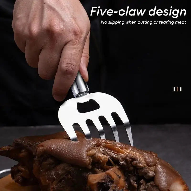 Stainless Steel Meat Shredder Claws & BBQ Fork | Wooden Handle BBQ Meat Shredder Tool Peaceful Pleasures Health and Wellness