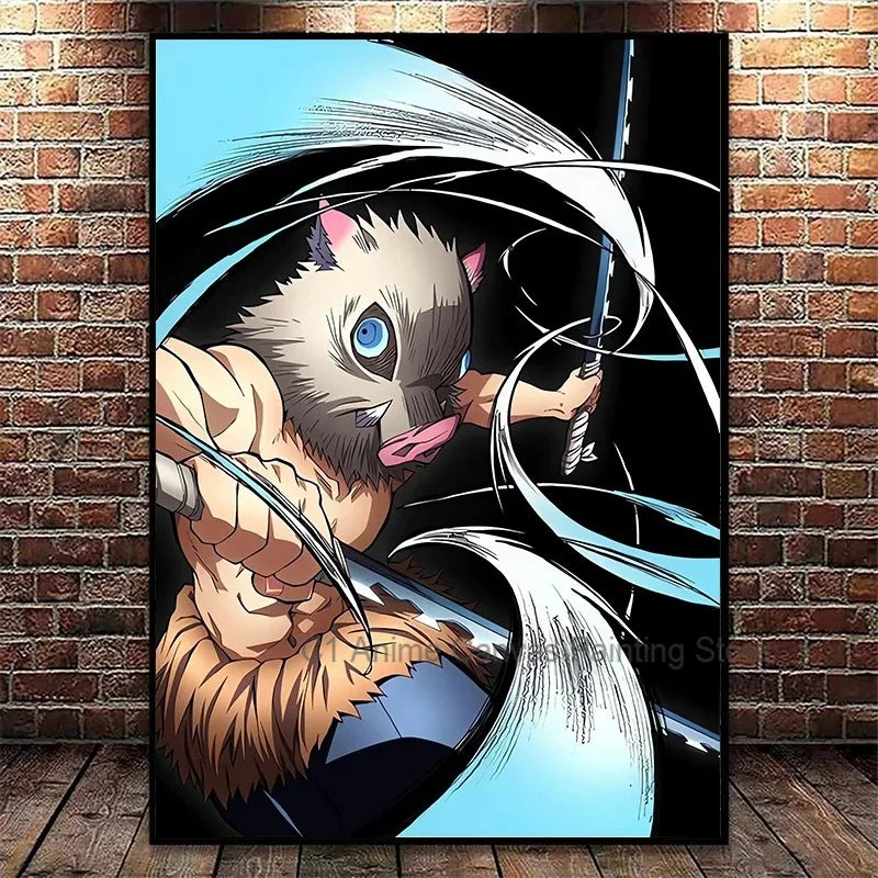 Japanese Anime Demon Slayer Wall Art Poster Nezuko and Tanjiro Home Decor Prints Living Room Bedroom Canvas Painting Mural Gifts Peaceful Pleasures Health and Wellness