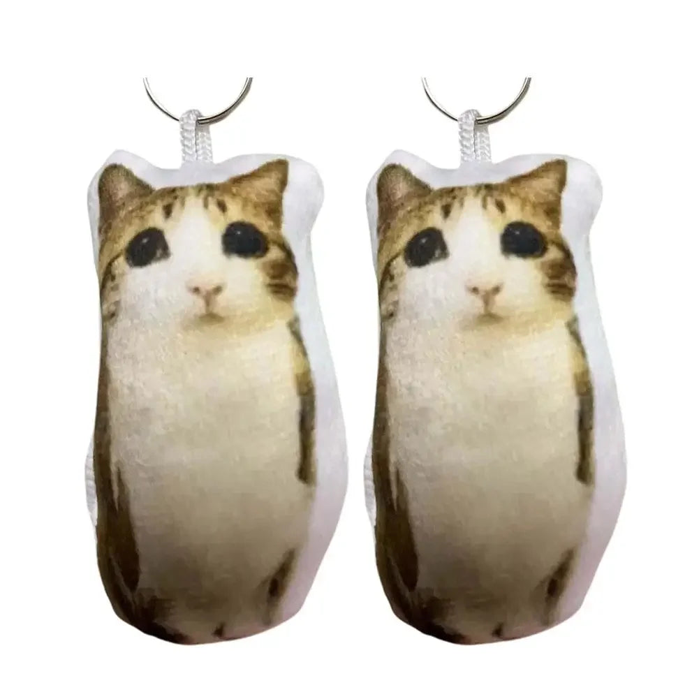 Cat Voice Keychain Toy Sound Hanging Decompression Reverses German Kitten Voice Pendant With Sound Plush Pendant Cute Pet Gift Peaceful Pleasures Health and Wellness 2pcs