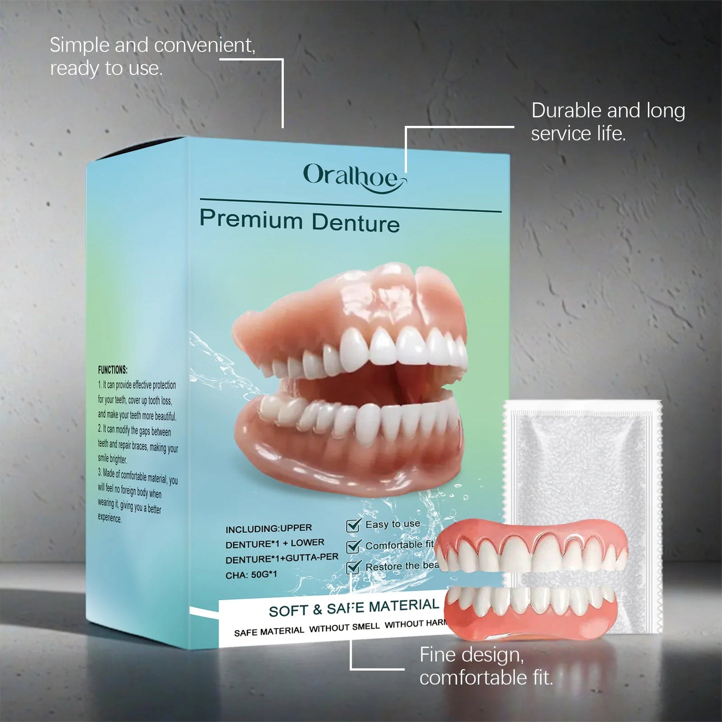 Realistic Natural Denture Set – Comfortable, Firm & Safe Fit