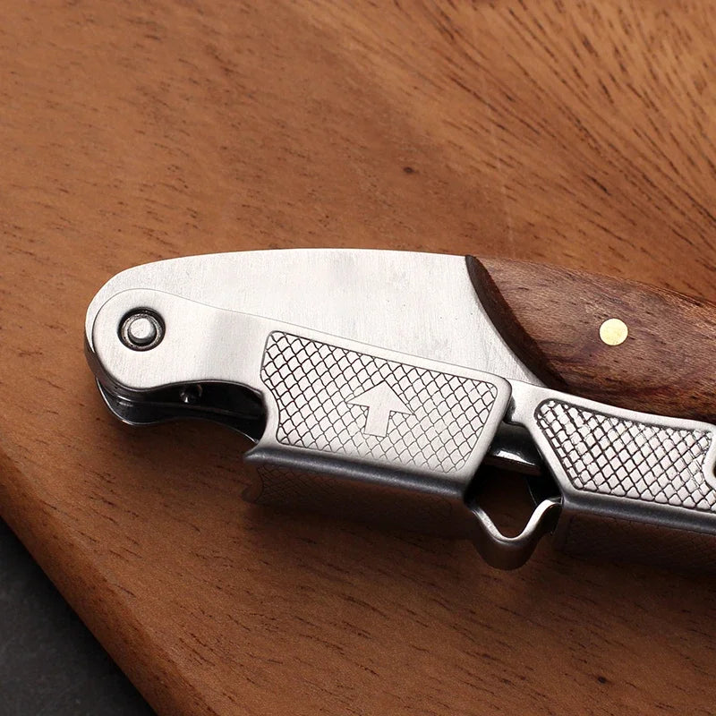 Professional Corkscrew Wine Key with Ergonomic Wood Grip Beer Bottle Opener Multifunction Beer Cap Bottle Opener Kitchen Tool Peaceful Pleasures Health and Wellness