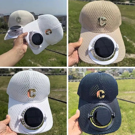 Sports breathable mesh sun protection hat solar charging hat outdoor fishing hat couple extended eave sun shading duckbill hat Peaceful Pleasures Health and Wellness Random color 2PCS
