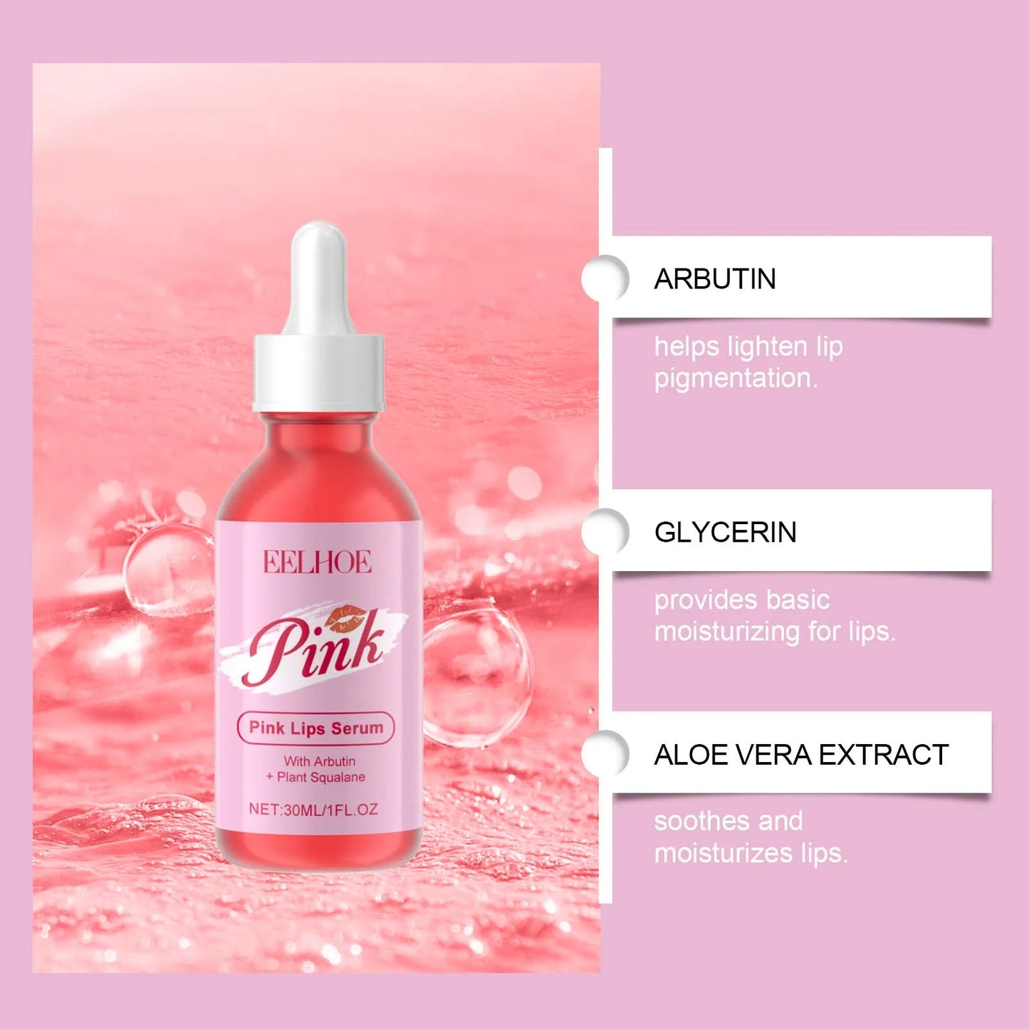 Pink Lip Brightening Serum – Lighten, Plump & Hydrate