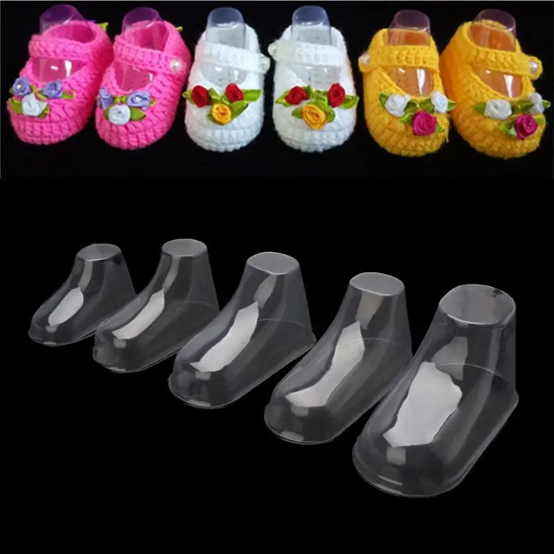 10-Pack Clear PVC Baby Shoe Display Stands | Bootie Showcase