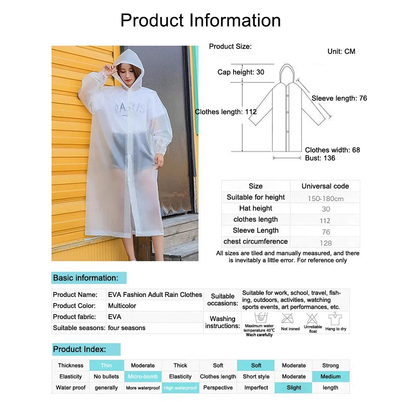 Ultra-Light Packable Rain Poncho | Reusable EVA Rainwear