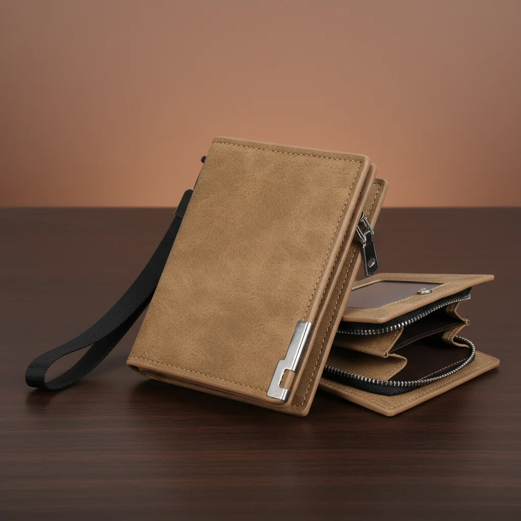 Men's Retro Wallet Short Snap Design Business Style PU Leather for Daily and Business Peaceful Pleasures Health and Wellness