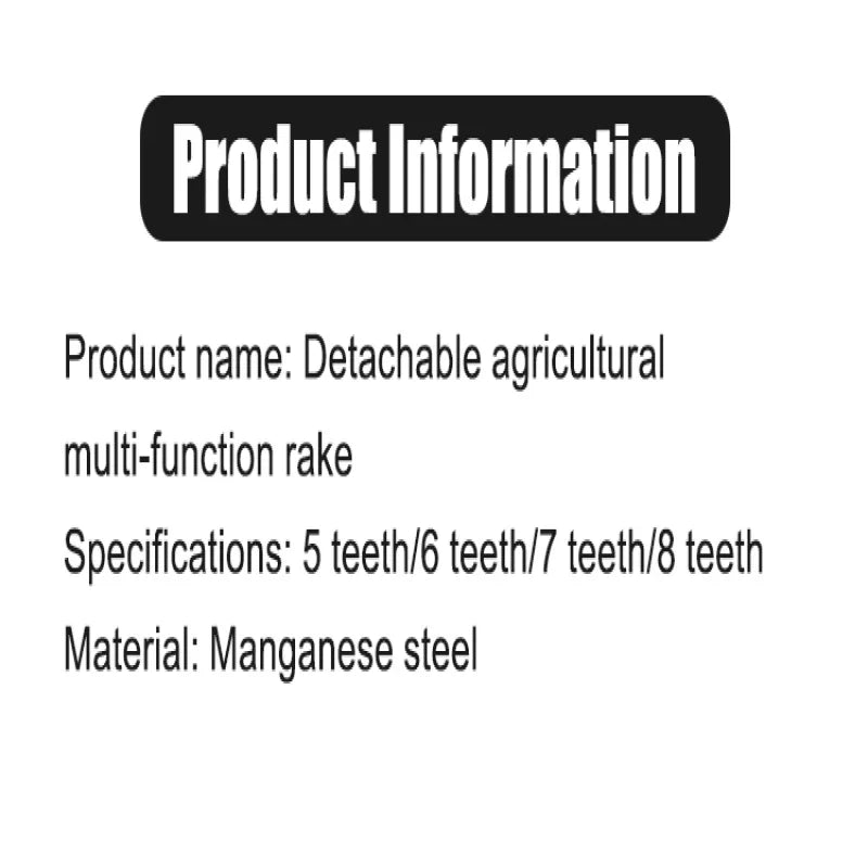 5–8 Teeth Carbon Steel Garden Rake – Detachable Multifunctional