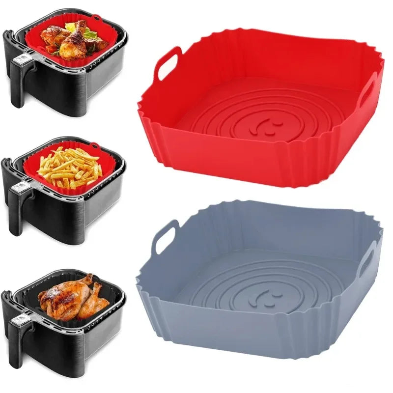 Square Silicone Baking Pan Set | Non-Stick Air Fryer Tray