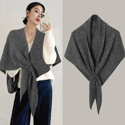 Women's Knitted Triangle Shawl Scarf – Warm Wool Blend Wrap Knitted Shawl Scarf Peaceful Pleasures Health and Wellness