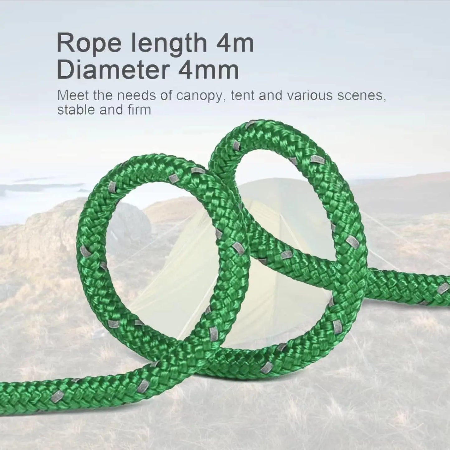 4M Durable Tent Rope Luminous High Reflective Tent Rope with Buckle Multi-Function Sturdy Tent Rope for Outdoor/Beach/Camping ﻿ Peaceful Pleasures Health and Wellness